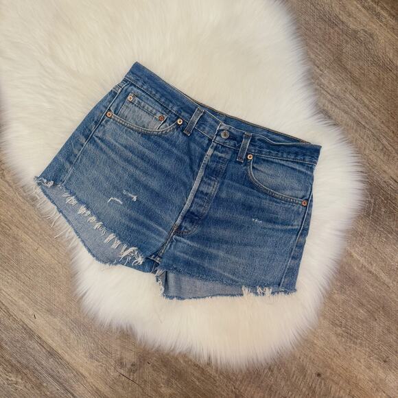 Levi 501 Vintage Denim Shorts - Picture 3 of 6